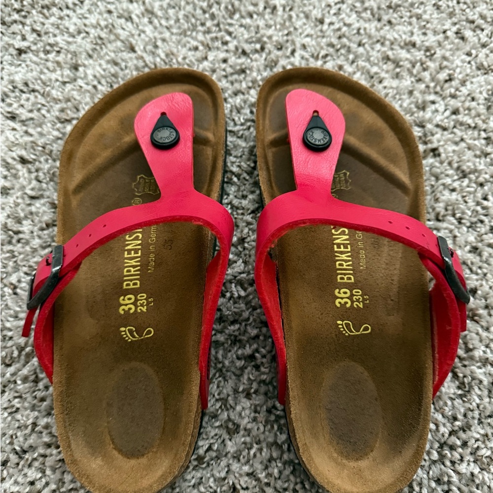 Birkenstock Vibrant Red Thong Sandals